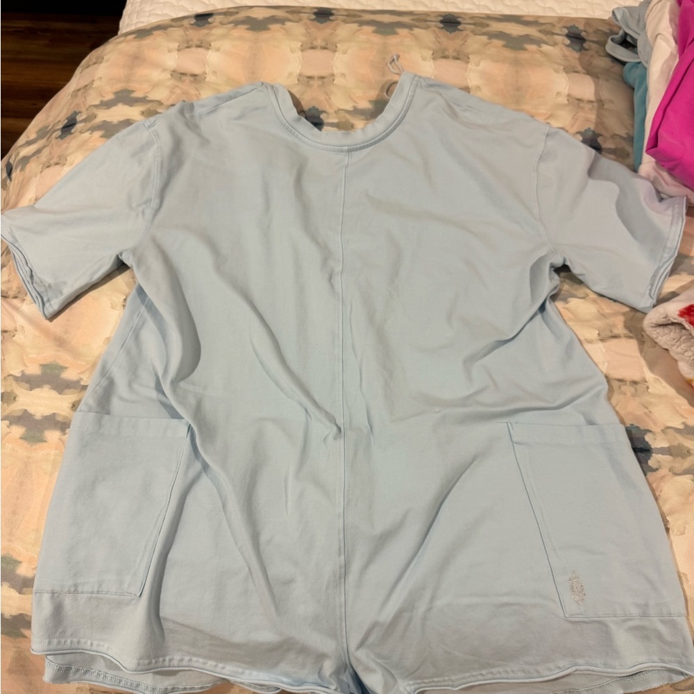 Light Blue Short Sleeve Romper
